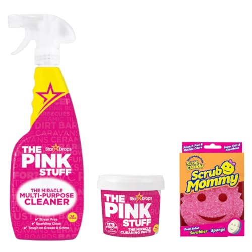 Bundle – 3 items: The Pink Stuff Multi-Purpose Spray Cleaner, The Pink Stuff Multi-Purpose Paste Cleaner, and Scrub Mommy Sponge