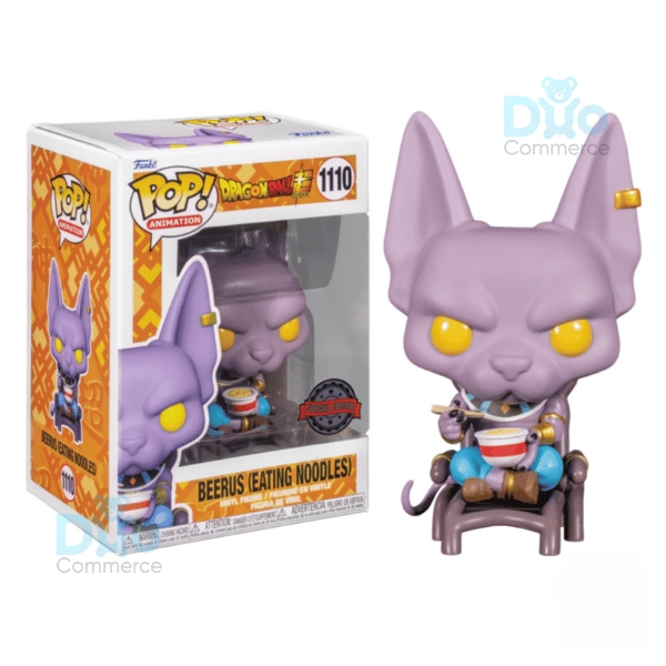 Funko Pop! Animation: Dragon Ball Z - Beerus Eating Noodles #1110 US Exclusive - Duo Commerce