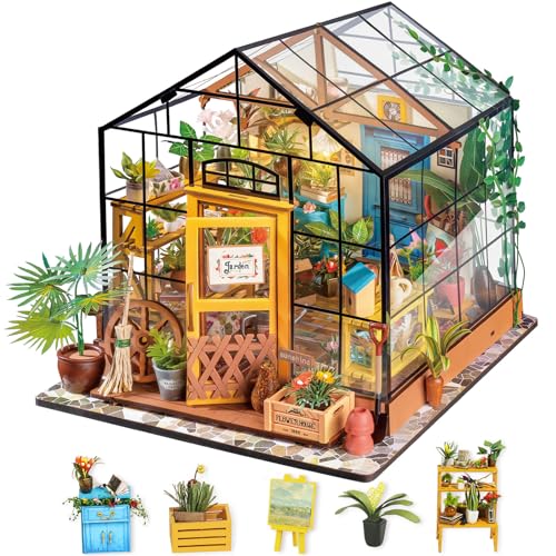 Rolife DIY Dollhouse Room Kit-Handmade Diorama Home Decoration-Miniature Model to Build-Christmas Birthday Gifts for Boys Girls Women Friends (Cathy's Flower Green House) - Cathy's Flower House