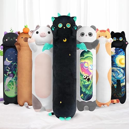 Mewaii Long Cat Plush 5 Sizes, 120% Extra Filling Giant Plushness Kids Body Pillow, Kawaii Cute Big Eyes Cat Stuffed Animals Plushies, Big Long Body Pillow Cat Plush Gift for Girls 28” - Big Eyes Cat - 27.6in/70cm