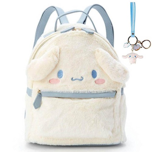 SHOCKTU My Melody Backpack, Cinnamoroll Bag Cute Cartoon School Bag Plush Shoulder Bag Handbag (WHITE)