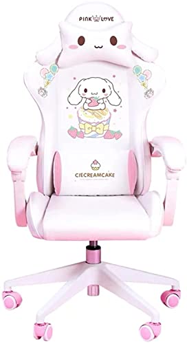 Gaming Chair Cinnamoroll WCG Gaming Chair Girls Cute Computer Armchair Office Home Swivel Lifting Adjustable Chair - Pink