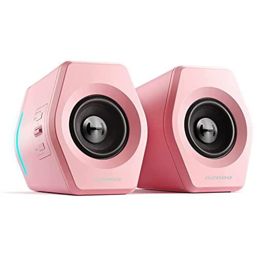 Edifier G2000 32W PC Computer Speakers for Gaming Desktop PC Laptop Mac Computer Woofer Speakers Bluetooth USB 3.5mm AUX Inputs RGB Lights Multimedia Speakers Pink - Pink