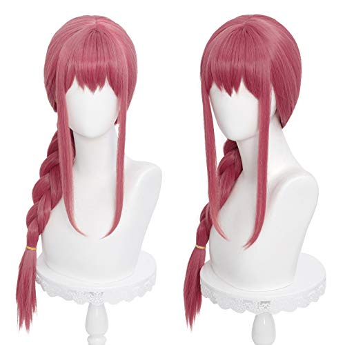 Probeauty Purple Red Cosplay Wig, Women Long Braid Costume Wig with Bangs for Halloween Cosplay - Purple Red