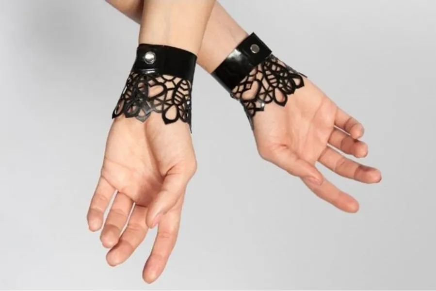 Latex Lace Wrist Cuffs