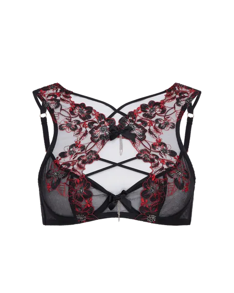 Amoura High Apex Underwired Bra in Black/Red | By Agent Provocateur