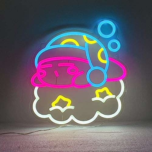 Sleeping Kirby Neon Sign, Anime Neon Signs for Wall Decor, USB Powered Kir by Neon Light for Girl Bedroom Decor, Gift for Her Sign 12X11iN - Sleeping Kib