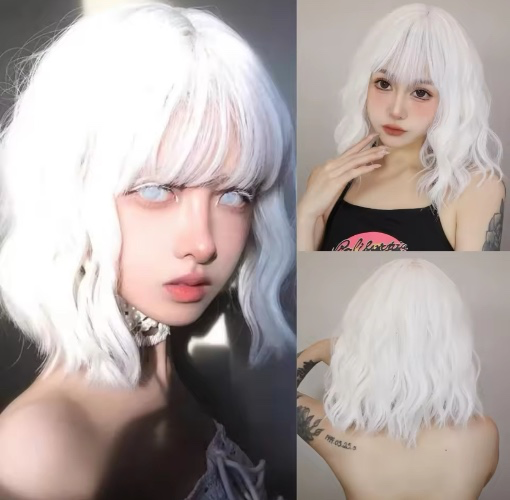 🤍Short Curly White Wig🤍
