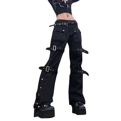 Hellbound Loose Strap Pants - black / L