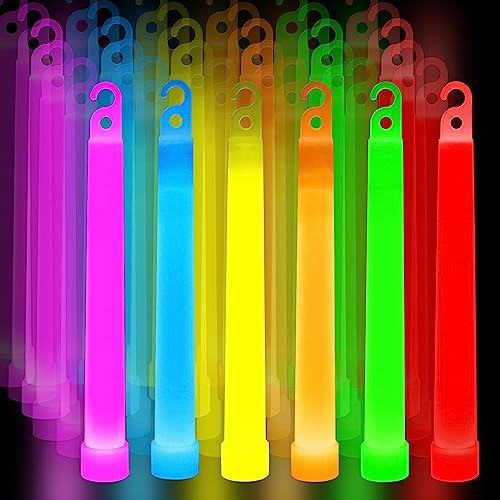 Premium Glow Fever Bulk Ultra Bright Multi Color Glow Sticks Emergency Light Sticks for Camping Accessories Parties Hurricane Supplies Earthquake Survival Kit and More - 6in-48 Pack