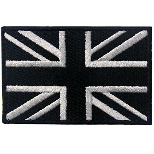 Tactical British Union Jack Embroidered Patch England Flag UK Great Britain Morale Applique Fastener Hook & Loop Emblem - Hook & Loop Backing