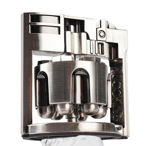 KUOOKING Cyberpunk Metal Bullet Dice Set - Revolver Cylinder Metal Dice for D&D, Warhammer 40K, and Sci-Fi Tabletop Games, Bullet Dice with Spinning Holder(Silver) - Silver