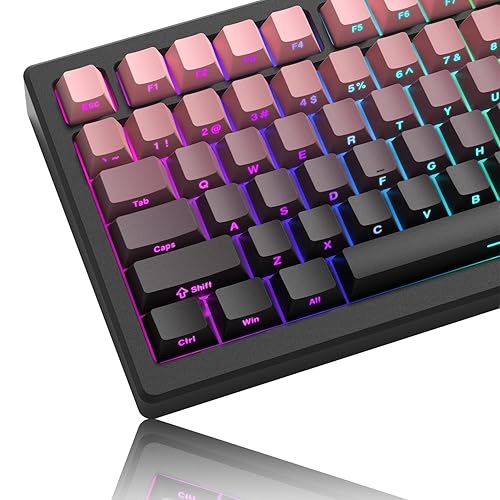 Womier PBT Keycaps, Cherry Profile Side Print Keycap 60 75 100 Percent, 136 Keys Shine Through Keycaps Set, Custom Keyboard Keycaps for Cherry Gateron MX Switches Keyboard-Black - Black