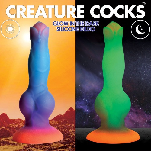 Extreme Sex Toys, Bondage, & Fucking Machines | ExtremeRestraintsSpace Cock Glow-in-the-Dark Silicone Alien Dildo