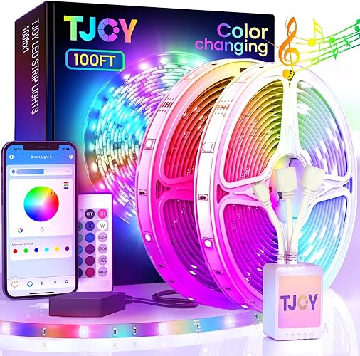 200ft Bluetooth Long LED Strip Lights, Music Sync LED Lights Strip, RGB Color Changing LED Lights for Bedroom with Remote,Smart Phone APP Control, Ceiling Living Room Decor (APP+Remote+Mic/2 Roll) - 200ft