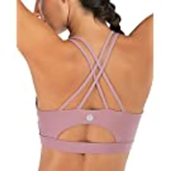 RUNNING GIRL Strappy Sports Bra for Women, Sexy Crisscross Back Medium Support Yoga Bra with Removable Cups