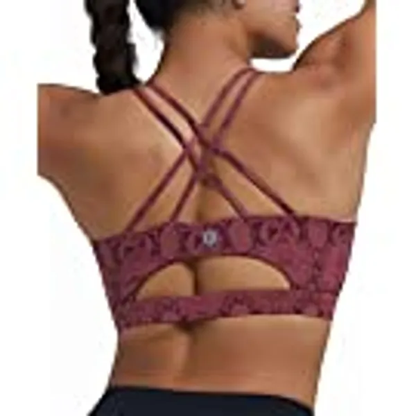 RUNNING GIRL Strappy Sports Bra for Women, Sexy Crisscross Back Medium Support Yoga Bra with Removable Cups