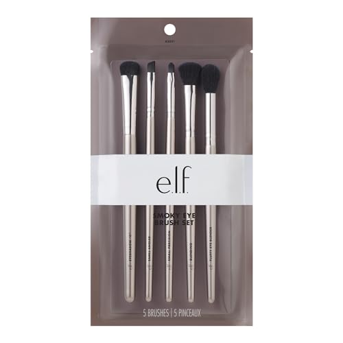 e.l.f. Smoky Eye Brush Kit, 5 Vegan Makeup Brushes, Flawlessly Blends Eyeshadow & Eyeliner - 5 Count - Black