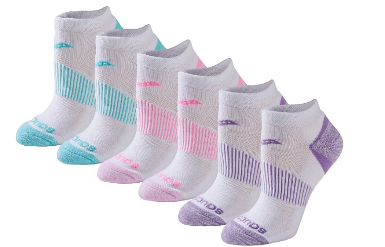 Saucony womens Selective Cushion Performance No Show Athletic Sport Socks (6 & 12 Pairs) - Shoe Size: 5-10 - White Brights (6 Pairs)