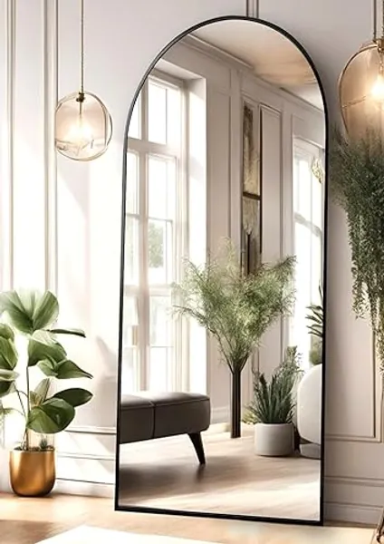 ITSRG Floor Mirror, Full Length Mirror with Stand, Arched Wall Mirror, 26"x68" Mirror Full Length, Black Floor Mirror Freestanding, Wall Mounted Mirror for Bedroom Living Room, Black - Black - 68"L x 26"W