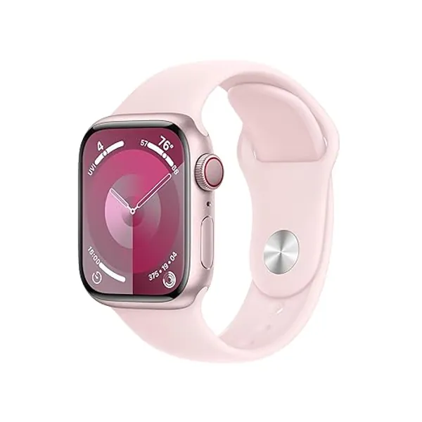 Apple Watch Series 9 [GPS + Cellular 41mm] Pink Aluminum Case with Pink Sport Band S/M (Renewed) - Pink Aluminum Case With Light Pink Sport Band - 41mm - S/M - fits 130–180mm wrists - Without AppleCare+