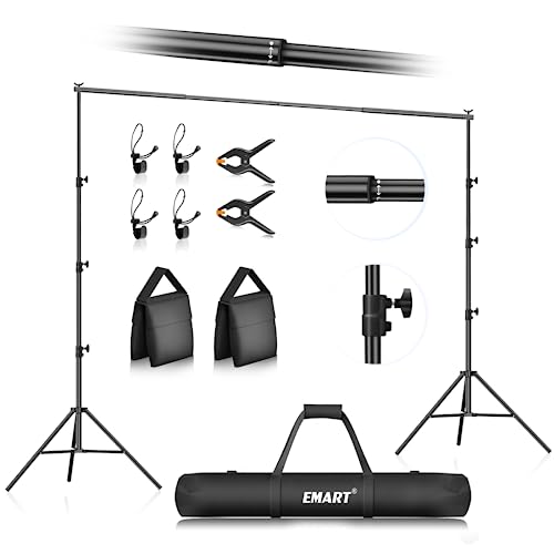 Emart Backdrop Stand - 8.5x10Ft (WXH) Photo Backdrop Stand for Paties with Carry Bag, Photography Back Drop Adjustable Stand - 10x8.5ft - Black