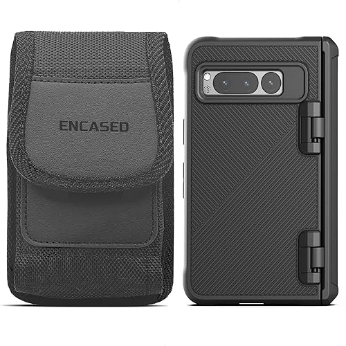 Encased 2-in-1 Rugged case for Google Pixel Fold with Built in Glass Screen Protector and Nylon Belt Pouch Holster (2023)