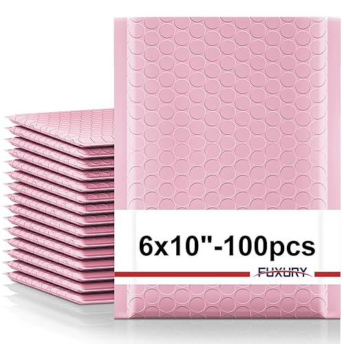 Fuxury Bubble Mailers 6x10" 100 Pack Light Pink Padded Envelopes Usable Size 6x9" Self Seal Mailing Envelopes Bubble Padded Shipping Bags for Mailing,Packaging, Small Business, Boutique, Bulk #0 - Light Pink - 6x10" 100PC