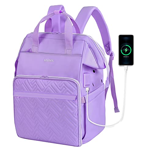Leudes Knitting Bag Backpack, Yarn Storage Organizer Large Crochet Bag Tote Christmas Gift Yarn Holder Case for Carrying Projects, Knitting Needles (Upgraded Purple) - Upgraded Purple