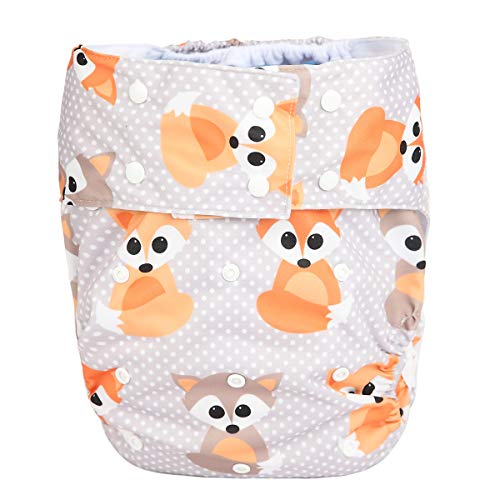 Sigzagor Teen Adult Cloth Diaper Nappy Reusable Washable for Disability Incontinence (Baby Fox) - Baby Fox