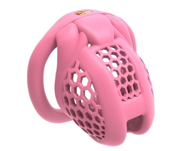 Style Embedded Small Lock Cylinder Honeycomb Chastity Lock Male Chastity Birdcage Alternative Quit Jerk Adult Sex Toys(Pink,Small) - Small - Pink