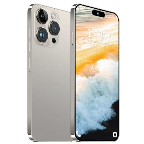 Huness I15 Pro MAX Smartphone Unlocked Cell Phone,Battery 6800mAh 6.8 HD Screen Unlocked Phone,6+256GB Android 13 with 128GB Memory Card,Dual SIM/5G/Fingerprint Lock/Face ID (Natural Titanium, 6+256) - 6+256 - Natural Titanium