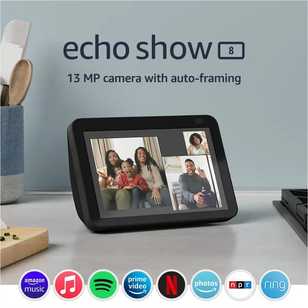 Echo Show 8 (2nd Gen, 2021 release) | HD smart display with Alexa and 13 MP camera | Charcoal - Charcoal Device Only
