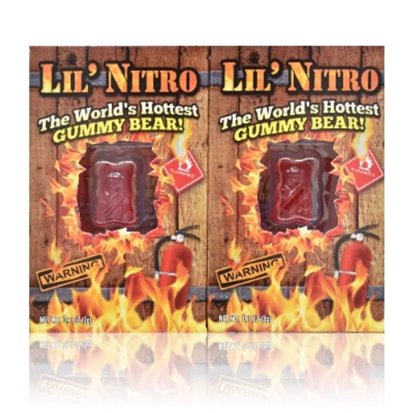 Lil Nitro Gummy Bear | Worlds Hottest Gummy Bear | Pack of 2 | Free Haribo Mini Pack Included