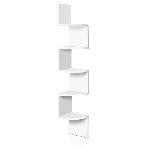 Wall Shelf Corner Floating Display Shelf Bookshelf White Rack 5 Tier | Default Title