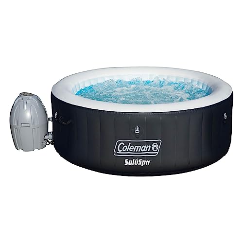 Coleman SaluSpa AirJet 2 to 4 Person Round Inflatable Hot Tub Portable Outdoor Spa with 60 Soothing AirJets and Insulated Cover, Black - Black