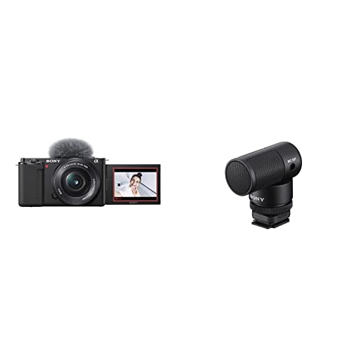Sony Alpha ZV-E10 - APS-C Interchangeable Lens Mirrorless Vlog Camera Kit - Black Vlogger Shotgun Microphone ECM-G1 - Black - w/16-50mm - w/ Shotgun Mic