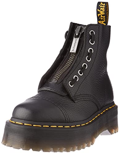 Dr. Martens Women's Sinclair 8 Eye Leather Platform Boots - 7 - Black Milled Nappa Leather