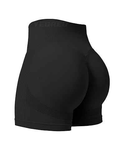 YEOREO Professional Women Workout Shorts 3.6" Scrunch Shorts Seamless High Waisted Contour Gym Yoga Biker Shorts - XX-Large - Black