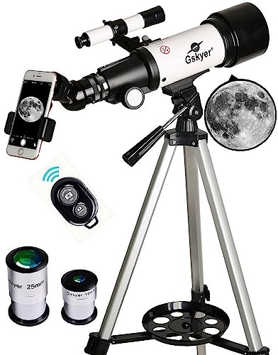 Gskyer Telescope, 70mm Aperture 400mm AZ Mount Astronomical Refracting Telescope for Kids Beginners - Travel Telescope with Carry Bag, Phone Adapter and Wireless Remote - AZ70400