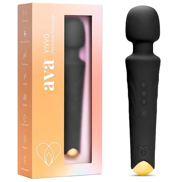 Ava Vibrator Wand Sex Toys [Clit Stimulator Vibrators] Vibrator for Woman | Sex Toy | Gifts for Women | 20 Patterns & 8 Speeds of Pleasure | Quiet & Small | Adult Sex Toys (Black, Premium)