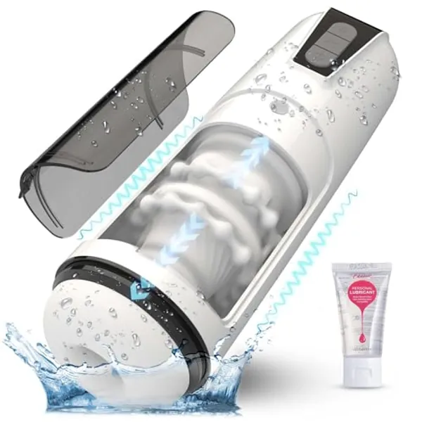 Male Masturbator Cup Adult Toy - Automatic Hands Free Penis Vibrator Pocket Pussy Stroker with 7 Thrusting & Vibrating Stimulation Modes Sex Toys for Mens Realistic 3D Sleeve Man Pleasure