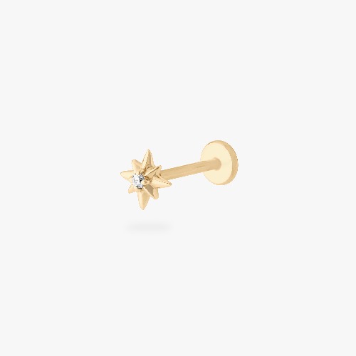 14K Twinkle Star Flatback Stud | Gold