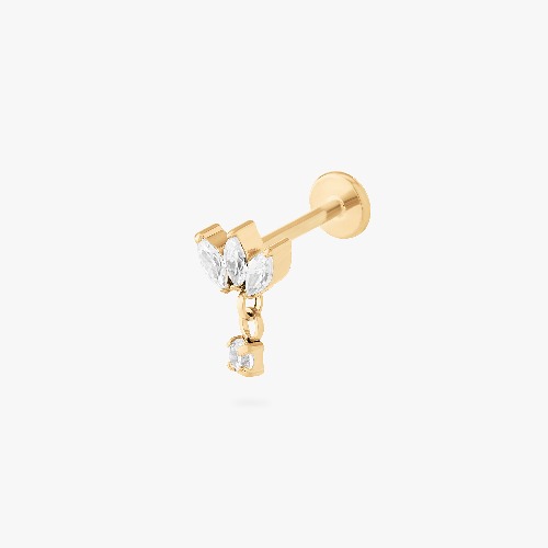 Micro Marquise Dangle Flatback Stud | Gold