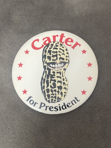1976 Jimmy Carter Peanut 3” Button - JL Minton - Democrat Pinback Rare Unique