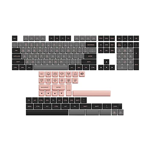 Akko PBT Keycaps Black & Pink Keycap Set 155-key ASA-Low Profile PBT Double Shot Keycap Set for Mechanical Keyboards