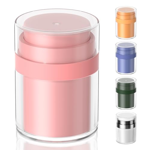 Morfone Airless Pump Jars, 1.0 oz Lotion Dispenser, Moisturizer Pump Container, Leak-proof Travel Containers for Cream Lotion Gels Thick Moisturizer Toiletry（Pink） - 1 JAR - Pink