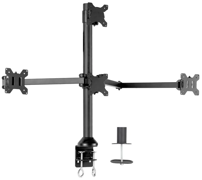 VIVO Steel Quad LED LCD Computer Monitor Heavy Duty Desk Mount, 3 Plus 1 Fully Adjustable Stand, Holds 4 Screens up to 32 inches, STAND-V104A -
