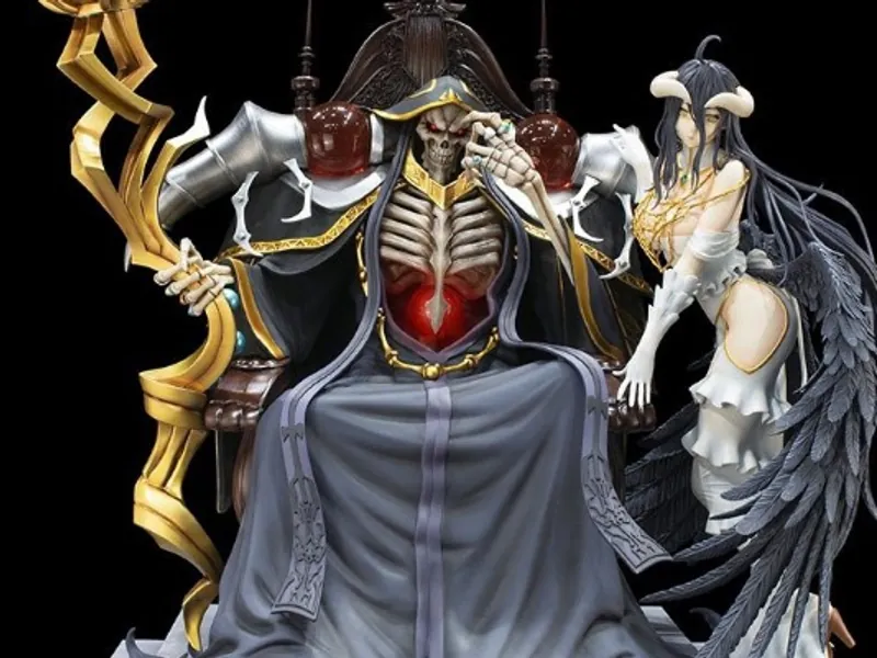 Overlord KD Colle Ainz Ooal Gown and Albedo 1/4 Scale Statue