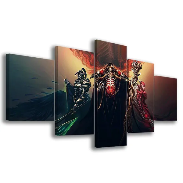 YLBAO Japan Anime Poster, Overlord poster Ainz Ooal Gown, 5 pieces, 28H x 50W, 10x14x2, 10x20x2, 10x28(in)